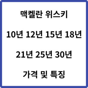 맥켈란 가격 10년 12년 15년 18년 21년 25년 30년